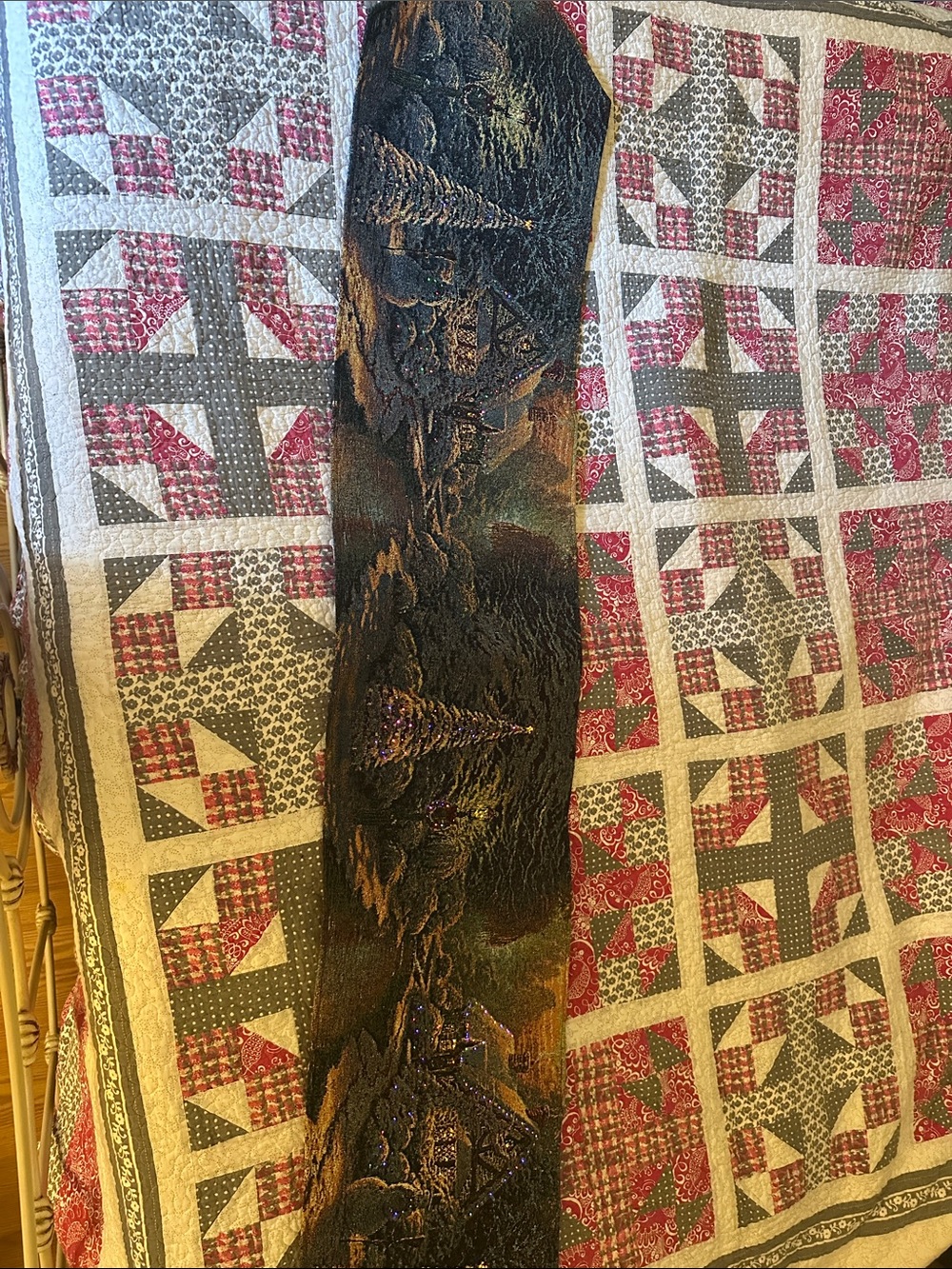 Thomas kinkade table runner or mantelpiece.   Lights up. Great condition.